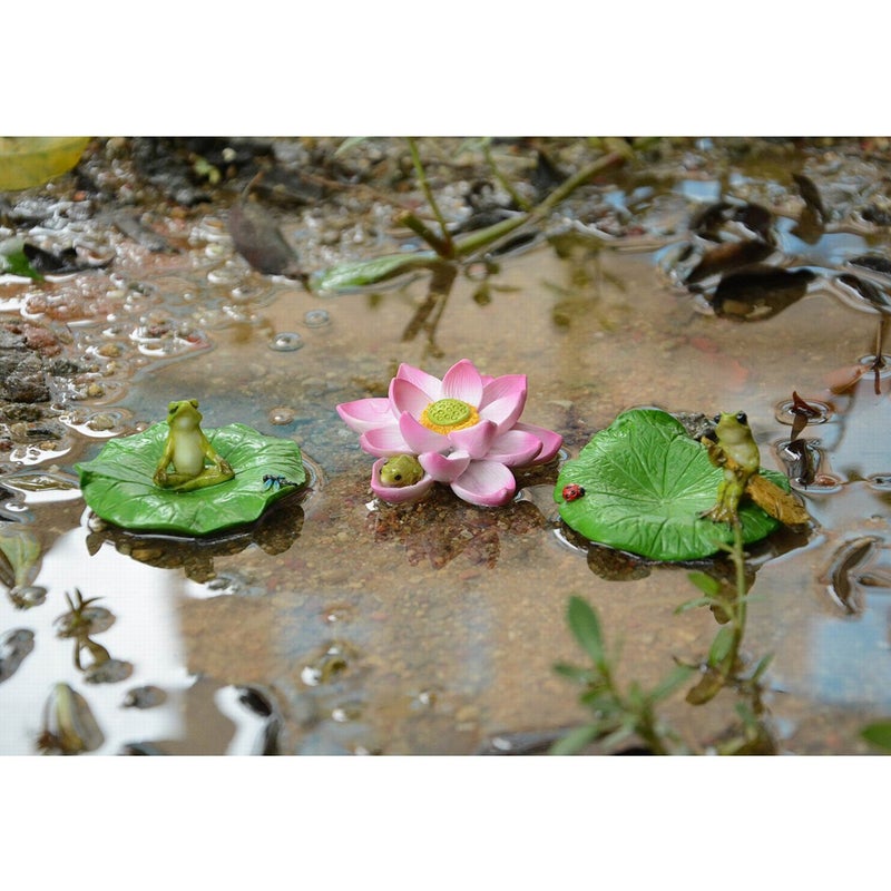 Top Collection Miniature Fairy Garden and Terrarium Frog Meditating on Lotus Leaf with Dragonfly Figurine - Image 5